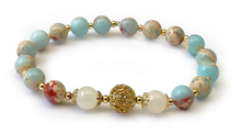 Charger l'image dans la galerie, Bracelet ELEONORE Shoushan et Pierres de Lune Blanches Plaqué Or 14K - A1518 -
