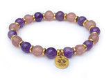 Bracelet AURA DE CHANCE En Améthyste et Cristal Fraise - A1622 -