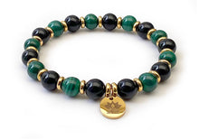 Charger l'image dans la galerie, Bracelet ARDENT PROTECTEUR En Malachite et Tourmaline Noire - A1623 -
