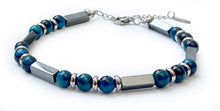 Charger l&#39;image dans la galerie, Bracelet Oeil de tigre Bleu Royal et Hématite - A1820 -
