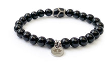 Charger l&#39;image dans la galerie, Bracelet en onyx noir et DZI TIBETAIN- A1909 -
