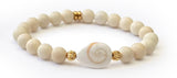 Bracelet Vague de Chance Oeil de Sainte Lucie et Jaspe Ivoire 8 mm - A1934 -
