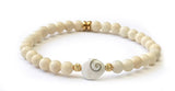 Bracelet Vague de Chance Oeil de Sainte Lucie et Jaspe Ivoire 6 mm - A1935 -