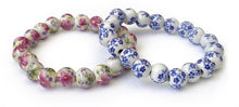 Charger l&#39;image dans la galerie, Bracelets en porcelaine Fleurs de sérénité - proposés en Bleu ou Rose -
