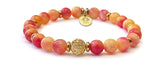 Bracelet CLOTILDE en Jade rouge et jaune avec perle plaqué or 18K - A1955 -