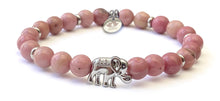 Charger l&#39;image dans la galerie, Bracelet DOUCE CHANCE Elephant porte bonheur en Rhodonite rose- A1957 -
