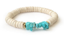 Charger l'image dans la galerie, Bracelet en perles de coco ivoire et Howlite Turquoise - A2026 -
