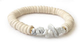 Bracelet en perles de coco ivoire et Howlite Blanche - A2027 -
