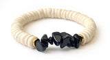 Bracelet en perles de coco ivoire et Onyx Noir - A2028 -