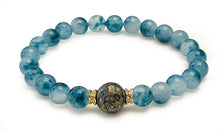 Charger l'image dans la galerie, Bracelet AUBE CELESTE  Plaqué Or Perles Calcedoine Bleue - A2122 -
