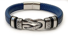 Charger l'image dans la galerie, Bracelet Noeud Marin en Cuir Bleu - proposé en 2 tailles -
