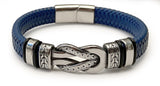 Bracelet Noeud Marin en Cuir Bleu - proposé en 2 tailles -