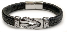 Charger l'image dans la galerie, Bracelet Noeud Marin en Cuir Noir - proposé en 2 tailles -
