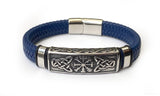 Bracelets runique VIKING Vegvisir en Cuir Bleu et acier inoxydable- proposé en 2 tailles