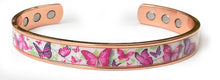 Charger l'image dans la galerie, Bracelet Jonc cuivre magnétique Papillon Rose - AM2021
