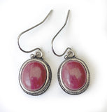 Boucles d'Oreilles pendantes en Rhodonite - Argent massif 925- B2034