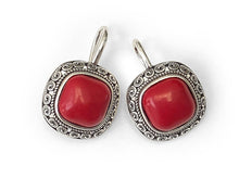 Charger l'image dans la galerie, Boucles d'oreilles en argent 925ème &amp; Tourmaline Rouge- K2125-
