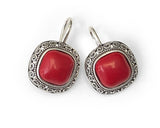 Boucles d'oreilles en argent 925ème & Tourmaline Rouge- K2125-
