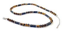 Charger l&#39;image dans la galerie, Collier Oeil de tigre marron et Pierres de lave - C1818 -

