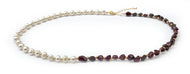 Collier d'Equilibre Vital Perles d'Eau Douce et Pierres Naturelles Grenat - D1360 -