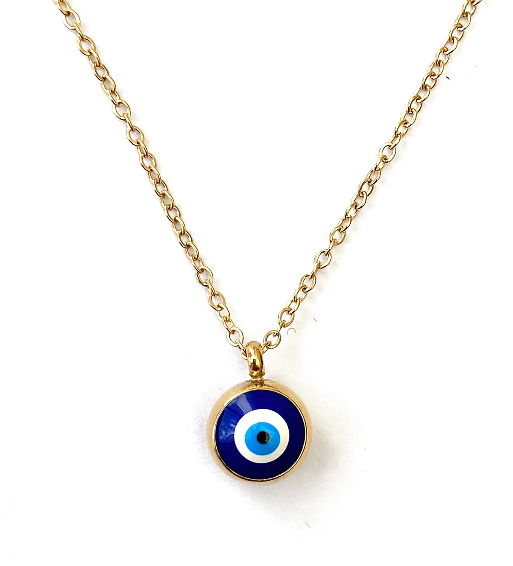 Pendentif Classique doré OEil Bleu de Nazar  - D1949 -
