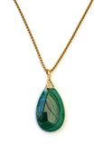 Pendentif en Malachite - Acier Inoxydable doré- D1958 -