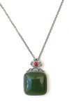 Pendentif Ruyi argent 925ème & Jade naturelle verte - D2232 -
