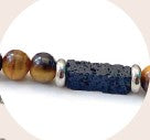 Collier Oeil de tigre marron et Pierres de lave - C1818 -