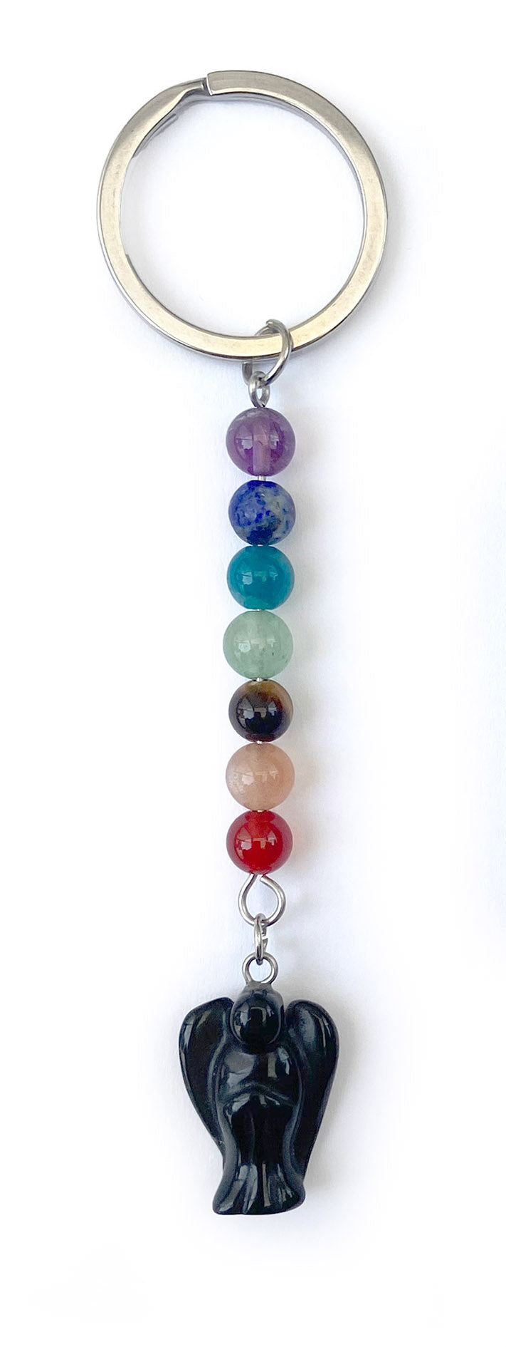 Porte-Clés 7 Chakras ANGE en pierres naturelles - 2 modèles -