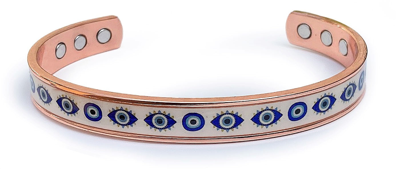 Bracelet Jonc cuivre magnétique OEIL BLEU DE NAZAR - AM1931 -