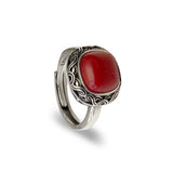 Bague Cabochon argent 925ème & Tourmaline Rouge- K2126 -