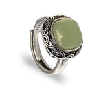 Bague Cabochon argent 925ème & pierre Jade vert- K2127 -