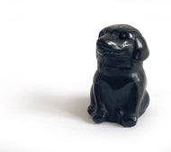 Statue de Chiot en Obsidienne Noire - P1533 -