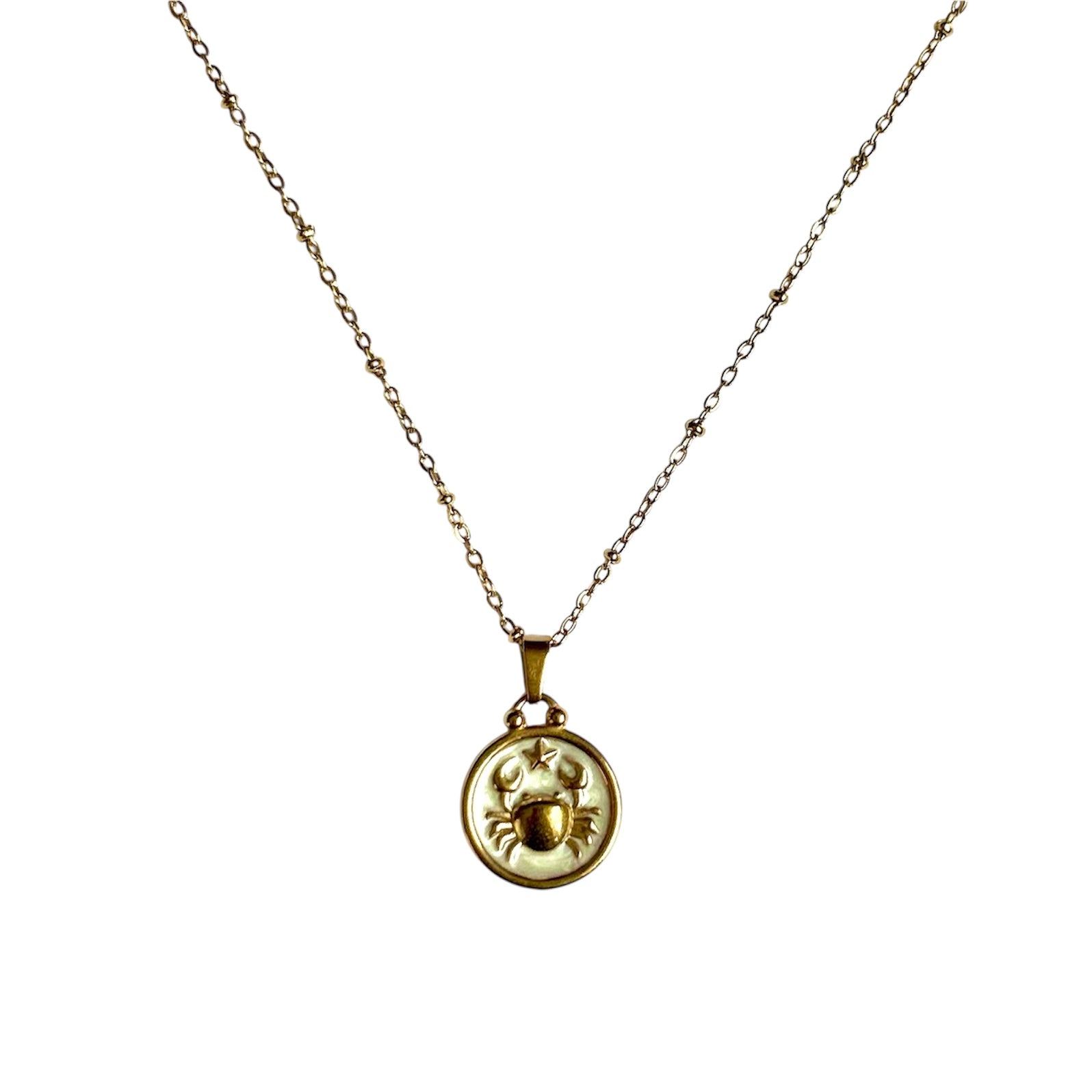 Pendentif du Zodiaque Doré et Blanc - CANCER- D1865 -