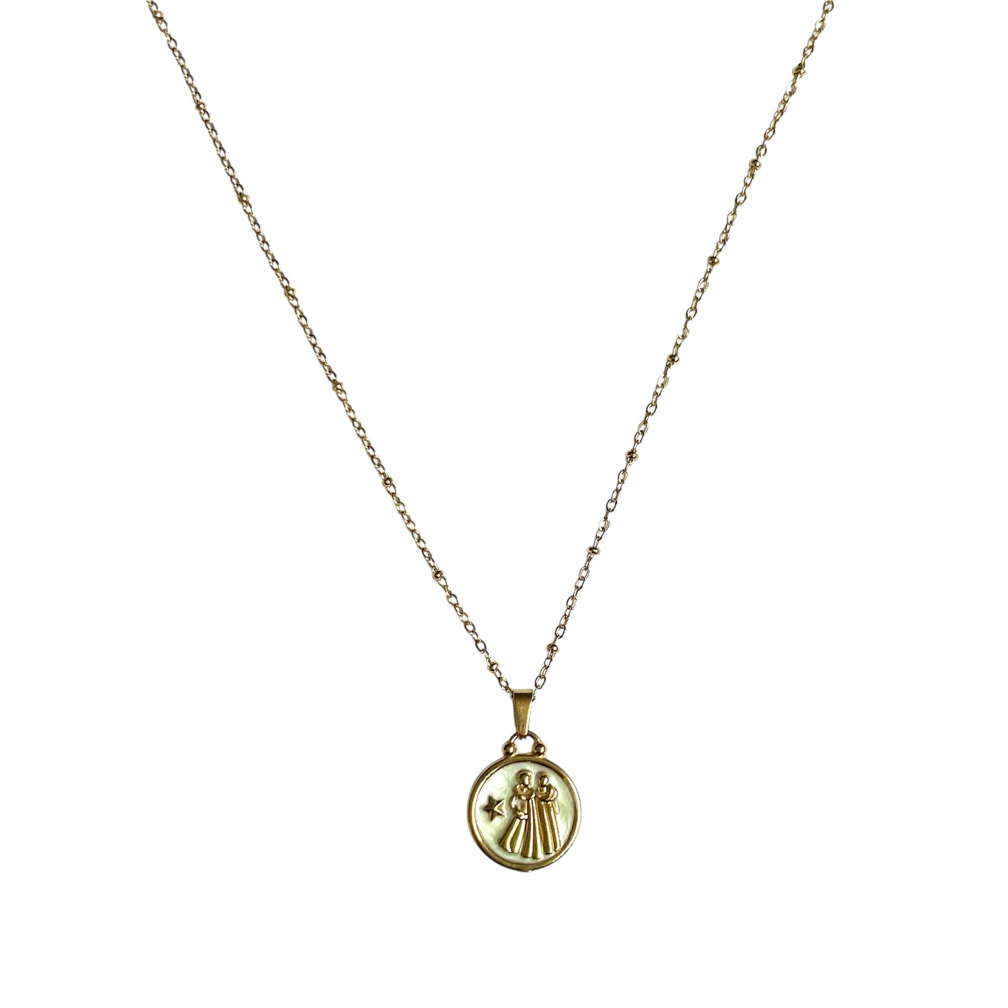 Pendentif du Zodiaque Doré et Blanc - GEMEAUX - D1867 -