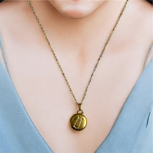 Pendentif du Zodiaque Doré et Blanc - 12 signes -
