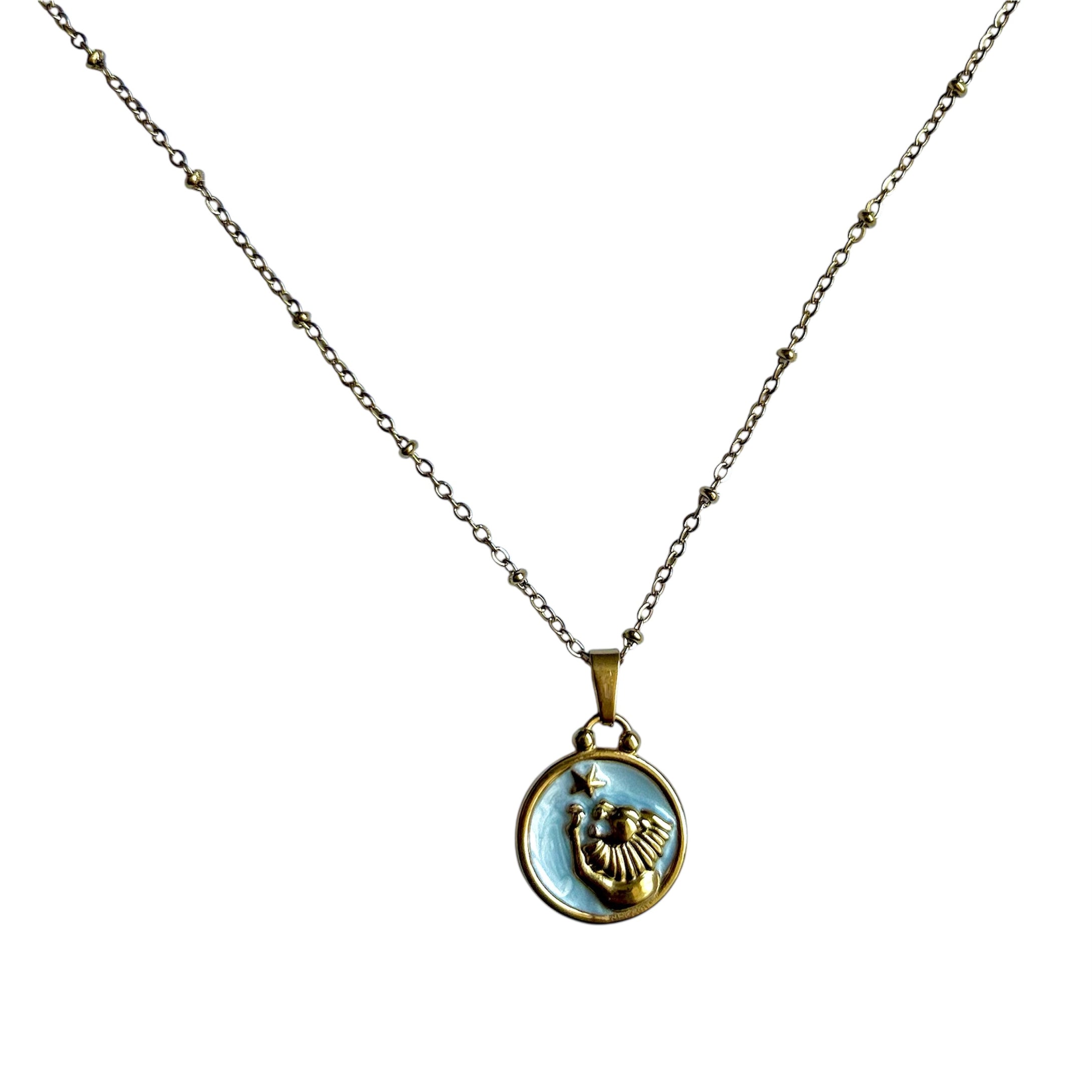 Pendentif du Zodiaque Doré et Blanc - LION - D1868 -