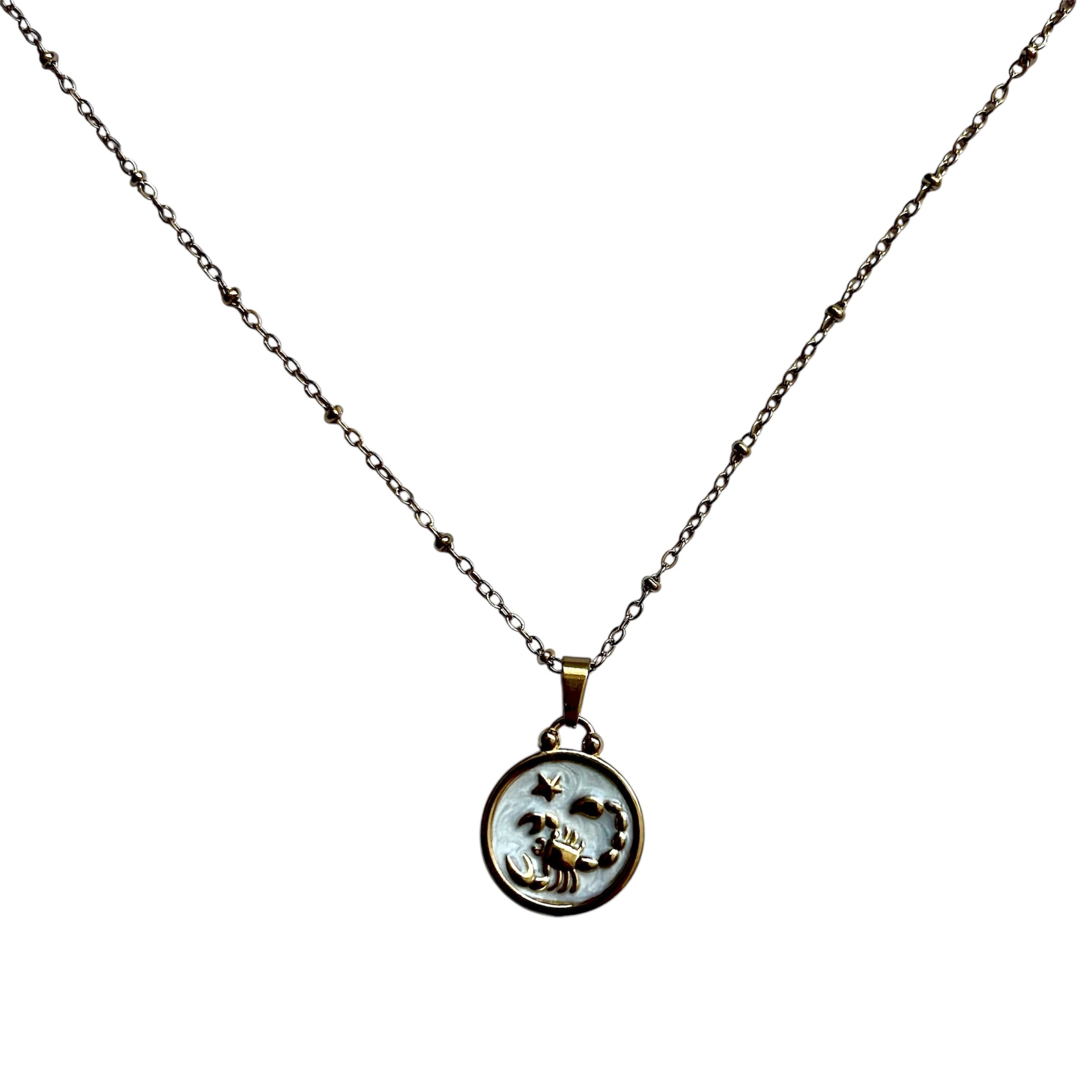Pendentif du Zodiaque Doré et Blanc - SCORPION - D1871 -