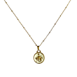 Pendentif du Zodiaque Doré et Blanc - TAUREAU - D1872 -