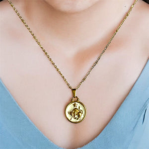Pendentif du Zodiaque Doré et Blanc - TAUREAU - D1872 -