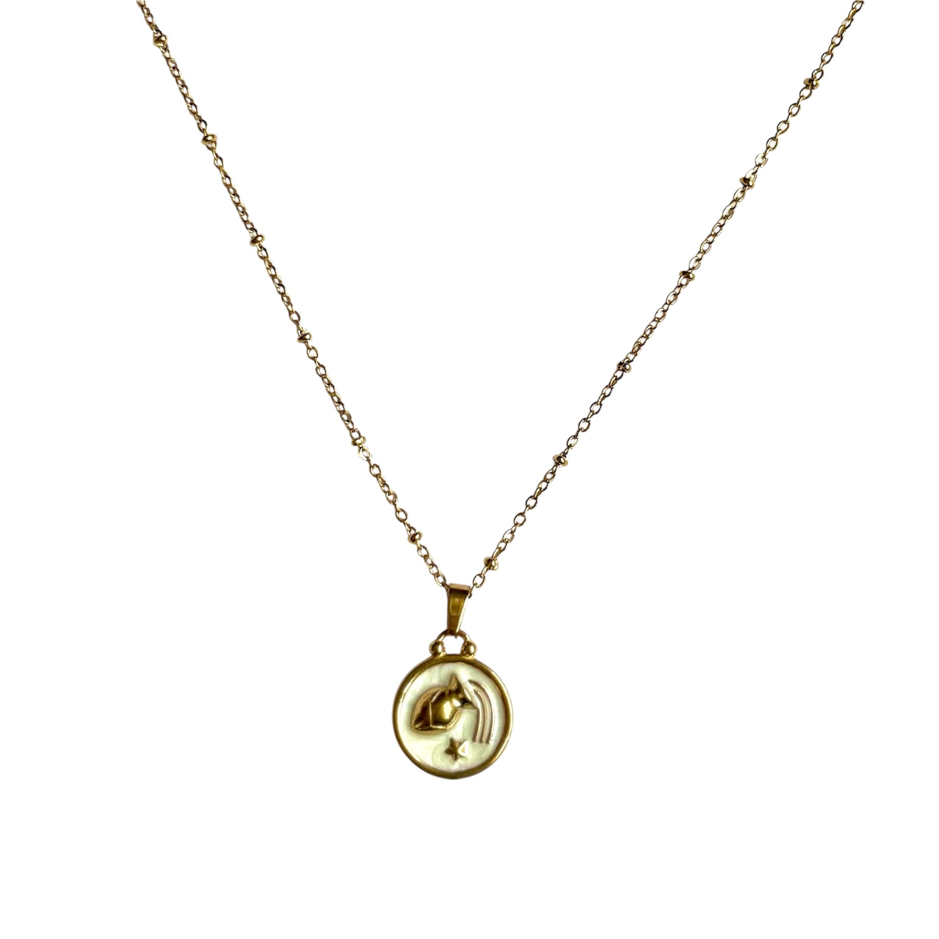 Pendentif du Zodiaque Doré et Blanc - VERSEAU - D1873 -