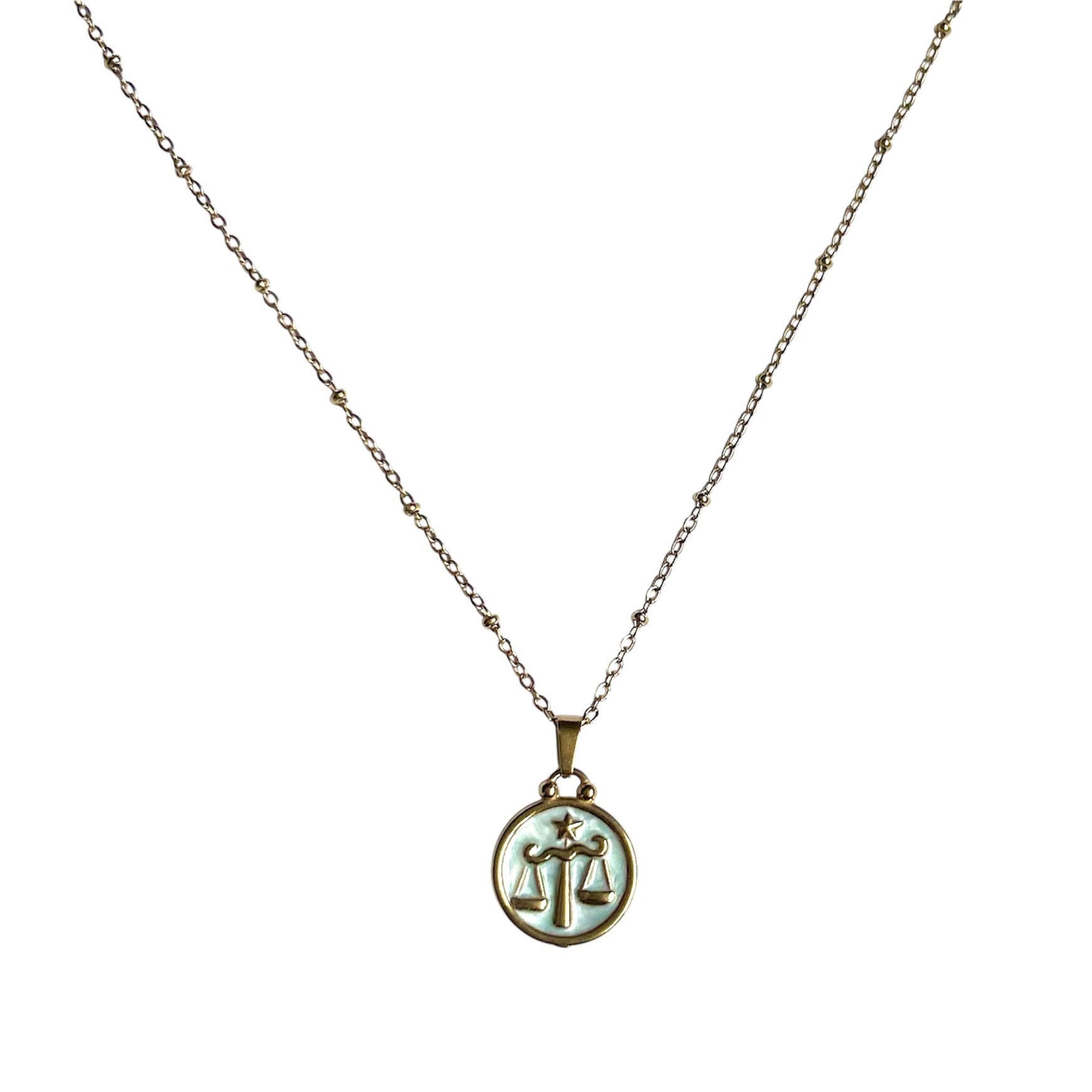 Pendentif du Zodiaque Doré et Blanc - BALANCE - D1863 -
