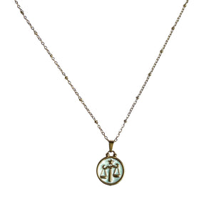 Pendentif du Zodiaque Doré et Blanc - BALANCE - D1863 -