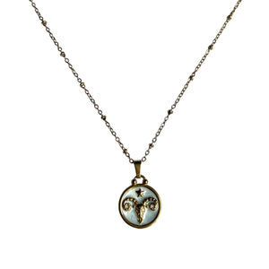 Pendentif du Zodiaque Doré et Blanc - BELIER - D1864 -