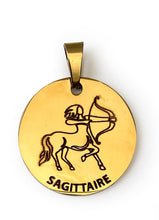 Charger l&#39;image dans la galerie, Le pendentif du Zodiaque Gravé Doré - 12 signes -

