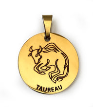 Charger l&#39;image dans la galerie, Le pendentif du Zodiaque Gravé Doré - 12 signes -
