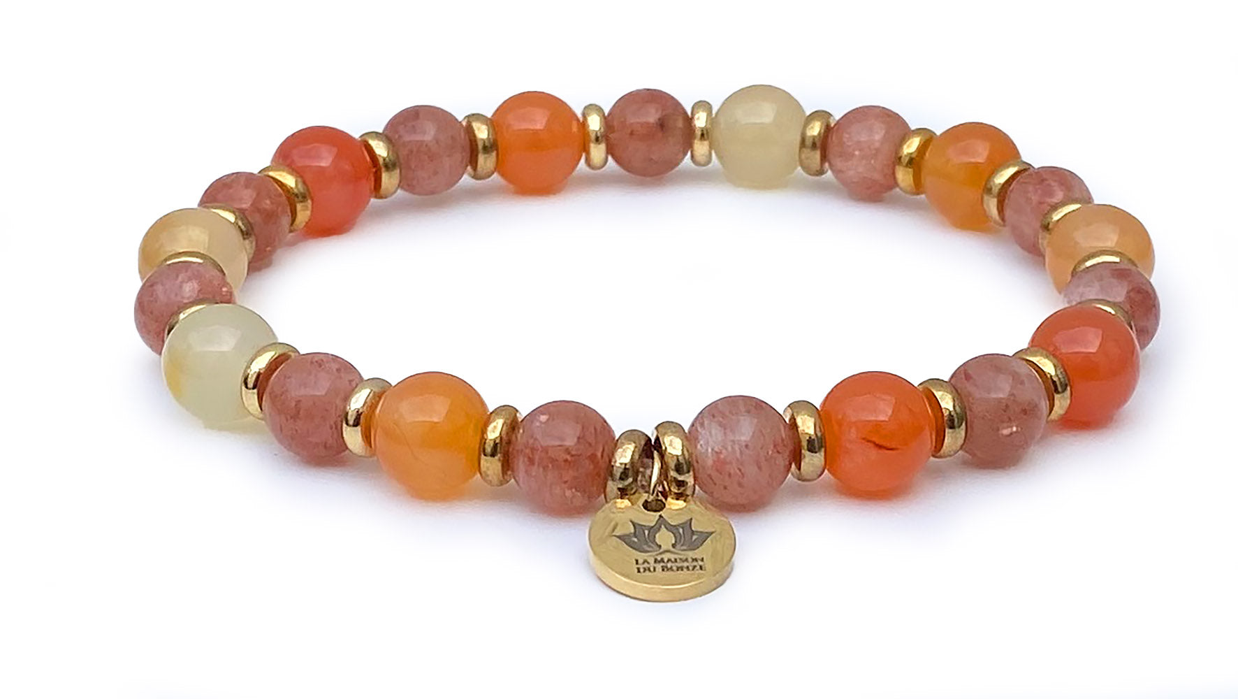Bracelet AURORE RADIEUSE en Agate du Botswana et Pierre de Soleil - A1738 -