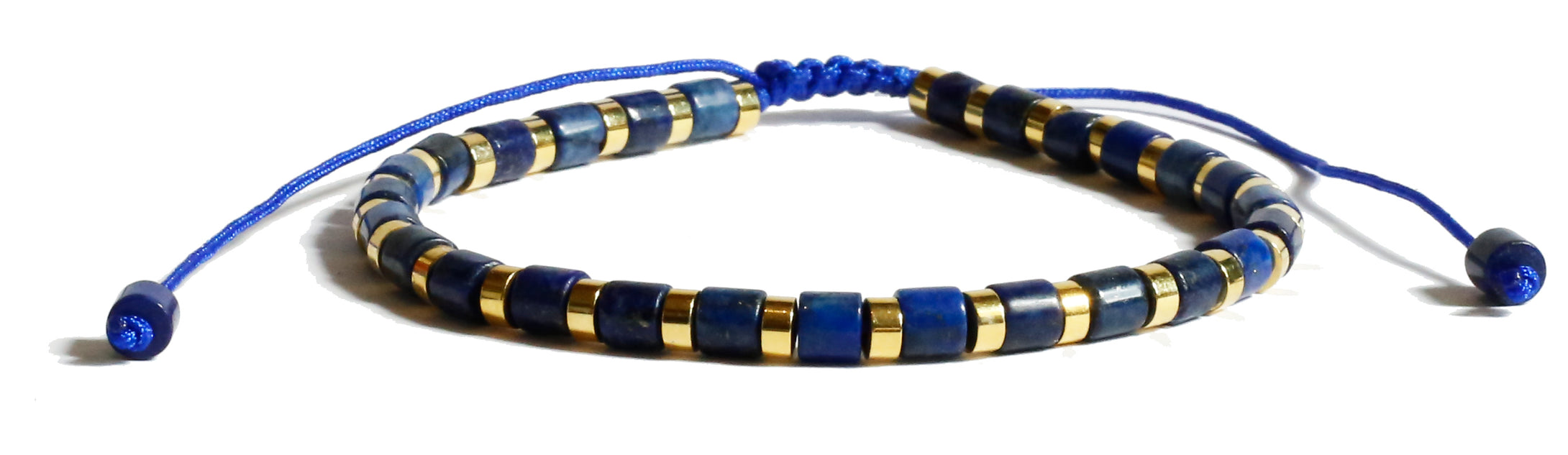 Bracelet pierres fines 4mm réglable Lapis Lazuli - A1764  -