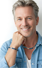 Charger l&#39;image dans la galerie, Collier Oeil de tigre Bleu Royal et Hématite - C1818 -
