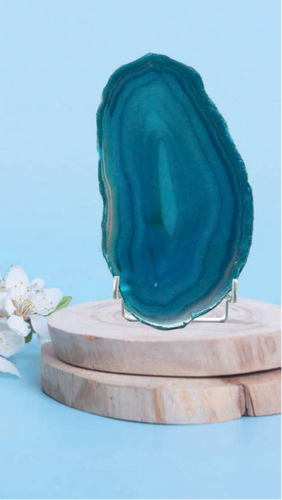 tranche d'agate teintée Bleu pierre naturelle